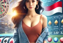 Attractive Indonesian woman exuding confidence, dressed in stylish casual clothing, set against a vibrant casino environment with elements of Indonesia's culture, emphasizing how to make smart betting decisions.