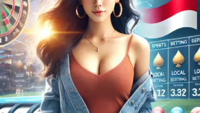 Attractive Indonesian woman exuding confidence, dressed in stylish casual clothing, set against a vibrant casino environment with elements of Indonesia's culture, emphasizing how to make smart betting decisions.