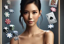Stylish woman engaging with subtle casino elements in a modern setting.