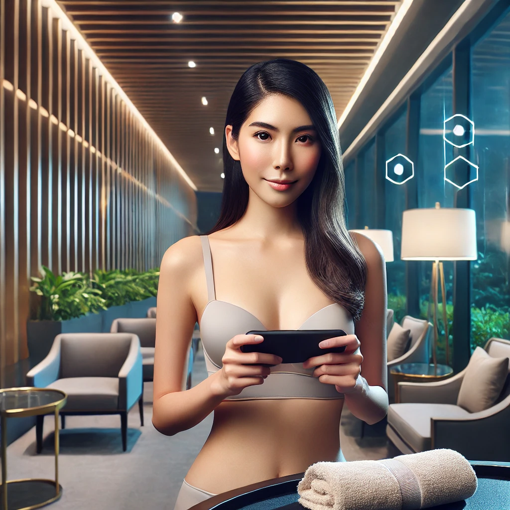 Singaporean woman enjoying an immersive online casino atmosphere.